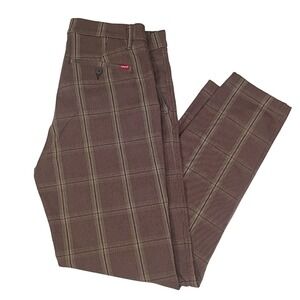 Levis XX Chino Standard Taper Brown Plaid Pants Mens 33x34 Fits 34x32